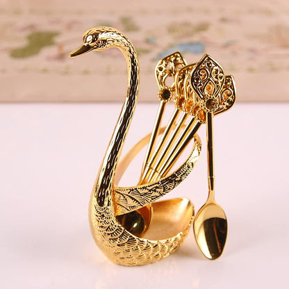🦢✨☕ Kreativní sada lžiček na míchání kávy s motivem labutí (6 lžiček)