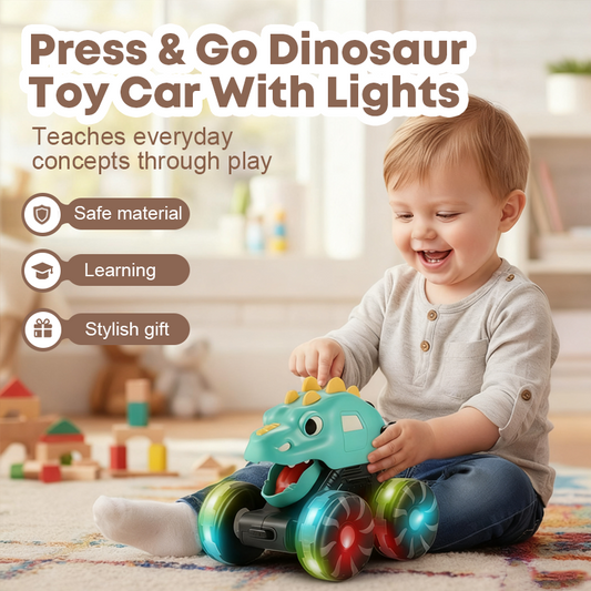 🦖Autíčko s dinosaury Press & Go se světly