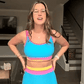 🌼 Třídílné sportovní bikiny z nylonu s barevnými bloky