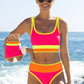 🌼 Třídílné sportovní bikiny z nylonu s barevnými bloky