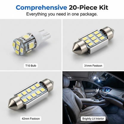 Rozsviťte interiér svého vozu jasným bílým světlem – sada 20 LED žárovek do auta. Na dobírku! 💡