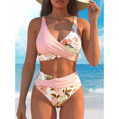 Vyhlaďte břicho a získejte zeštíhlující siluetu – dámský květinový bikini set s vysokým pasem. Možnost dobírky! ✨