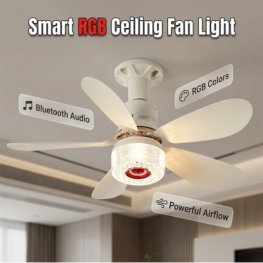 Stropní ventilátor 3 v 1 se světlem a reproduktorem Bluetooth 🎵 Osvěžující vánek, jemné světlo a příjemná hudba – pohodlí po celý den 🛋️