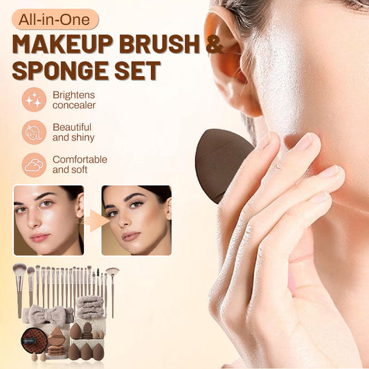 Nanášejte tekutý i práškový make-up jedním setem – kompletní sada štětců a houbiček na make-up. Možnost dobírky! 💄