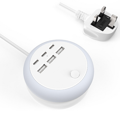 Nabíjejte 6 zařízení najednou 3× Type-C a 3× USB-A – chytrá 6portová nabíjecí stanice. Na dobírku! 🔌