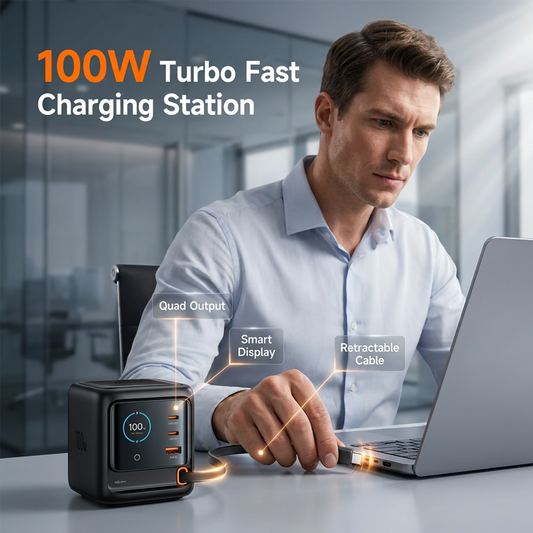 Zjednodušte si pracovní stůl jedním napájecím centrem – 100W turbo nabíjecí stanice. Na dobírku! ⚡