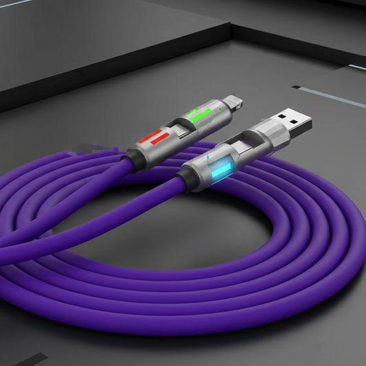 Noste jeden kabel pro všechna zařízení – 4v1 LED nabíjecí kabel s rychlým nabíjením. Možnost dobírky! 🔌