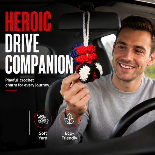 Přineste radost a hrdinského ducha do každé jízdy – ručně háčkovaný závěsný hero na auto. Na dobírku! 🕷️