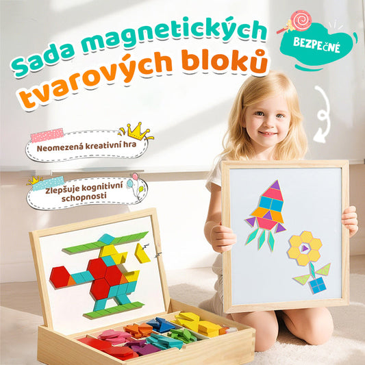 🔥 SLEVA 49 %! Dřevěná magnetická skládačka – Vzdělávací hra ⚡