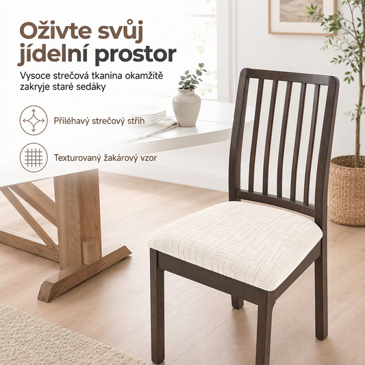 🛋️ Pružný potah na sedák židle – Bez ramínek, univerzální, pro domácnost a hotel 🔥