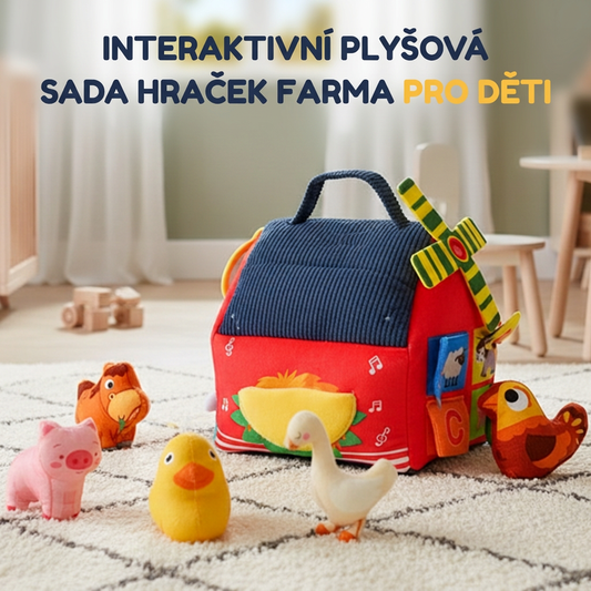 🧸🐄 Interaktivní plyšová sada hraček Farm House pro děti – Veselá zvířátka, kreativní hraní ✨