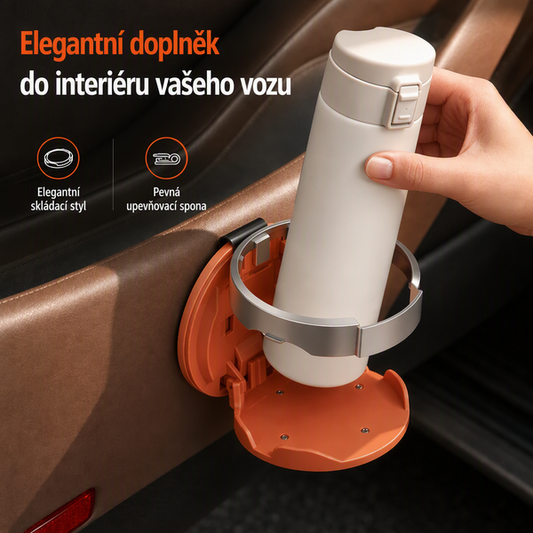 🚗 Skládací držák na nápoje do auta – Velké lahve, uklizený interiér ✨