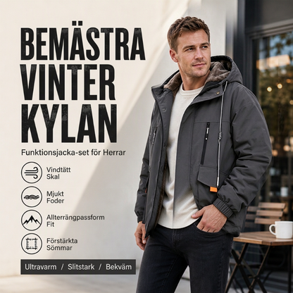 ✈️Fri frakt🎉 Nyhet! 🧥 Herrparkas med huva och mjukt foder – varm och bekväm