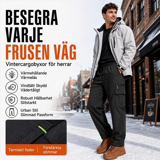 👖 Långbyxor för män – vindskydd, fleecefoder, värmande