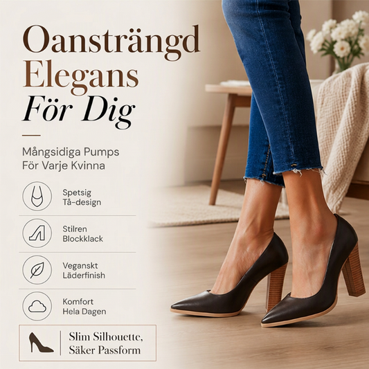 Chic spetsiga pumps med tjock klack för damer