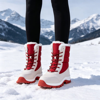 👢 Vattentäta snöstövlar för damer, med fleecefoder och mellanhögt skaft