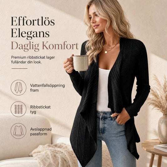 🧶 Långärmad knapplös stickad kofta för kvinnor – mjuk, varm, perfekt för kontor och helg, nu till halva priset
