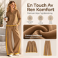 👚 Fritidsset för damer: en långärmad topp i kontrastfärger + ett par byxor med vid ben