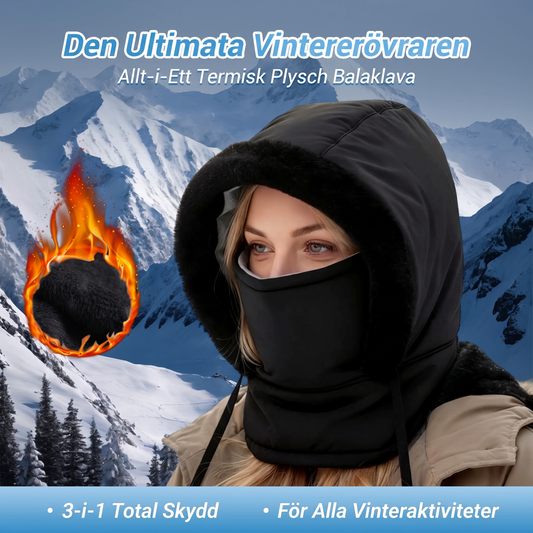 💋 Tjock fodrad termisk mössa med plyschfoder och ansiktsmask