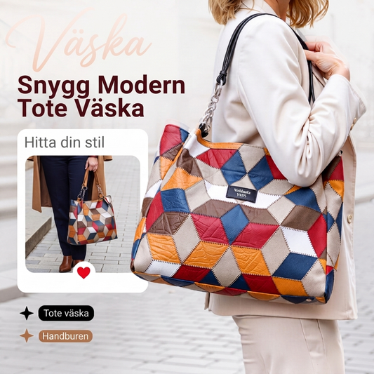 👛 2026 Rymlig Väska med Geometriskt Mönster