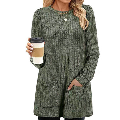 🧶 Bekväm, ribbad, halvlang damtröja