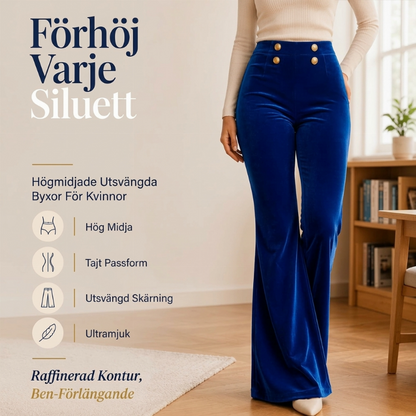 👖 Dambyxor i sammet med hög midja och vid ben