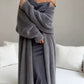 🥰 Nyhet! Lång damkofta i fleece med imiterad päls, en fluffig oversized stickad kofta för höst och vinter
