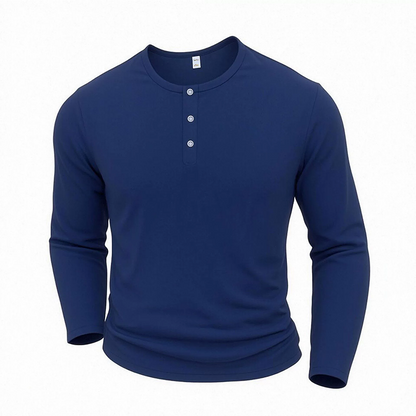 💋👕 Långärmad ledig Henley-tröja för män