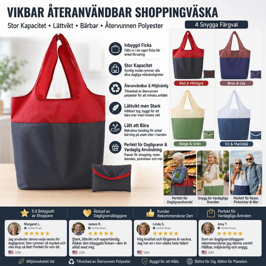 【🌟1 + 1 gratis】🌊 Miljövänlig hopfällbar stor shoppingväska