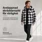 🧥 Rutig, fluffig herrkapp med huva och dragkedja samt dubbla bröstfickor med lock