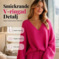 💋 Set med stickad V-ringad tröja och vida byxor för kvinnor