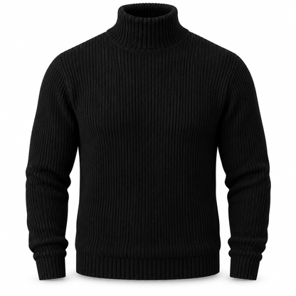 😍 Figursydd stickad tröja med hög krage för herrar