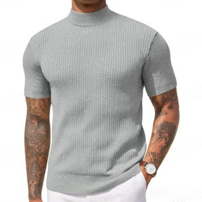 💦 K avslappnad slim fit-tröja med mockneck för män