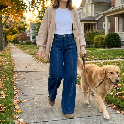 👖Jeans med hög midja och vida ben för damer – smickrande vintage-passform i denim ✨