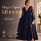 💋 Elegant långklänning för damer med V-ringning och spetsapplikationer