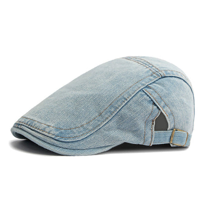 🧢 Neutralt utformad beret i vintage-stil med sliten look, i flatkepsstil