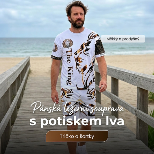 Odvádějte vlhkost a zůstaňte v suchu po celý den – pánský dvoudílný letní set se lvem. Možnost dobírky! 💧