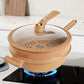 Hliněný wok s nepřilnavým povrchem a parním košem　